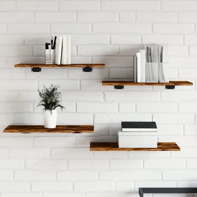 vidaXL - Wandschappen - 4 - st - 60x30x1,5 - cm - bewerkt - hout - gerookt - eikenkleur