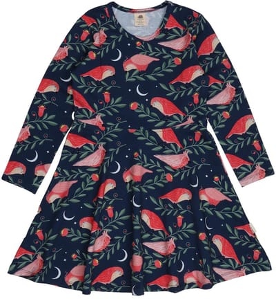 Walkiddy® Jurk – Meisjes – Pinky Birds serie – Maat 98 – GOTS-gecertificeerd Biologisch Katoen