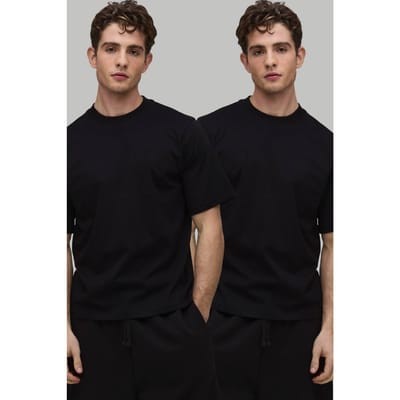 2 Pack Essential Regular Fit T-Shirt | Black | Size XL