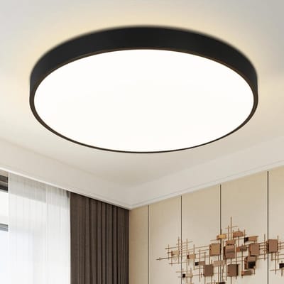 NETTLIFE LED Plafondlamp - zwart - rond - 3000K warm wit - IP44 waterdicht badkamerlamp - 12W keukenlamp plat - moderne hal lamp 21cm - voor woonkamer | slaapkamer | kantoor | entree | kelder