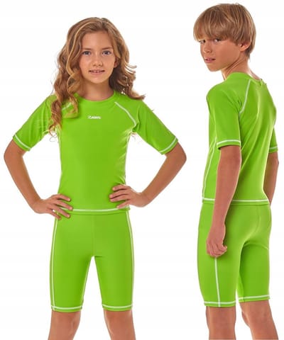 ZAGANO - Badpak unisex kinderen - Maat 110 - Sneldrogende - Sport zwempak - Strandpak kinderen