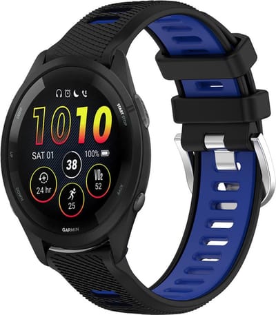 Siliconen bandje - geschikt voor Xiaomi Mi Watch / Watch 2 (PRO) / Watch S1 / Watch S1 Pro / Watch S2 / Watch S3 / Watch S4 / Watch S5 / Haylou / Redmi Watch 5 Active & Lite - zwart-blauw