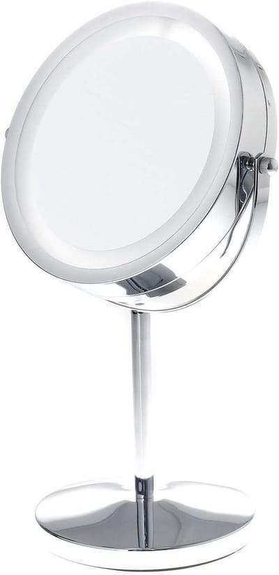 Verlichte Make-upspiegel - Badkamerspiegel Tafelspiegel - Make-up Scheren Haarstyling - Dubbelzijdig Verlicht - 7 inch - Verchroomd Zilver