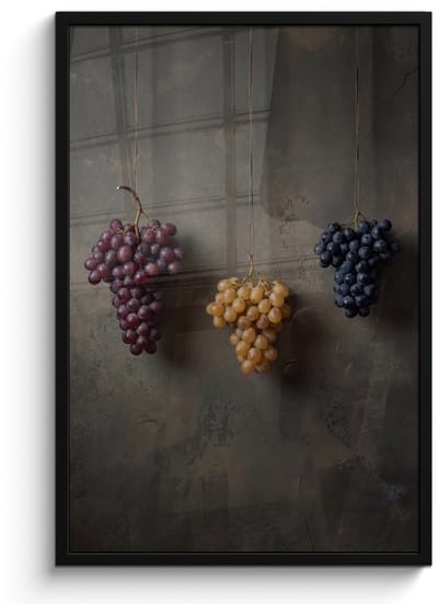 Poster in lijst - Fotolijst 60x90 cm - Posters - Druiven - Kleurrijk - Muur - Posterlijst zwart - Decoratie - Wanddecoratie woonkamer - Muurdecoratie slaapkamer