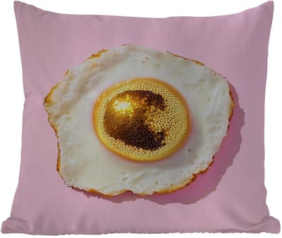 Buitenkussen Weerbestendig - Ei - Disco - Ontbijt - Glitter - 50x50 cm