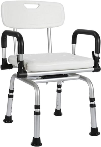 Douchestoel - Badkruk - Veilig Douchen - Antislip met Armleuningen - 40-48 cm Verstelbaar - Wit