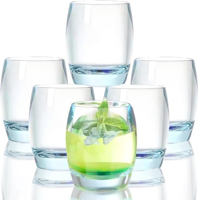 Set van 6 plastic drinkglazen, vaatwasmachinebestendig, BPA-vrij, onbreekbare sapglazen voor kinderen, onbreekbare wijnwaterglazen, acrylbekers (lichtblauw)