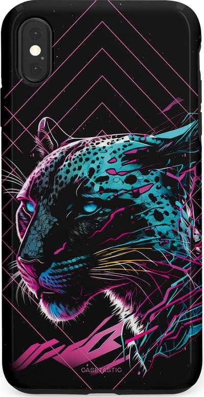 Casetastic hoesje geschikt voor Apple iPhone XS Max - Dubbellaagse bescherming - Neon Jager - Fashion Case - Zwart Petrol