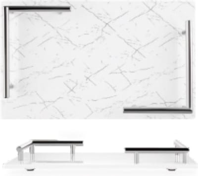 Melamine plateau - dienblad Marmer look 40x25cm - Wit-zilver