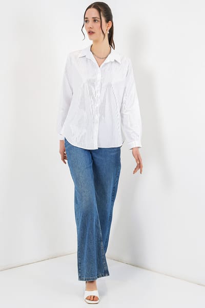 Oversized gestreepte blouse met knopen