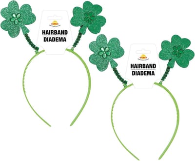 Fiestas St. Patricks day verkleed diadeem/haarband - 2x - groen - Ierland thema feest accessoires