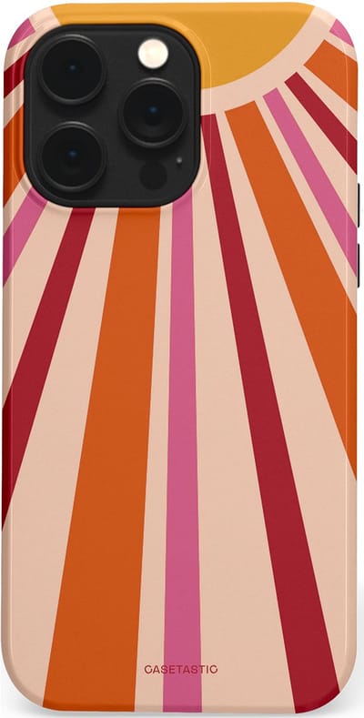 Casetastic Hoesje Geschikt voor Apple iPhone 14 Pro Max Magsafe - Stijlvolle Beschermende Duo-layer Case - Retro straal