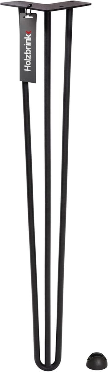 Stalen Hairpin Tafelpoot 72 cm met 3 Stangen - Diep Zwart - Ideaal voor DIY Eettafels en Bureaus