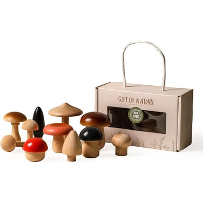 11 STKS Houten Paddenstoel Bouwstenen Montessori Baby Grijpspeelgoed DIY Creatieve Kamerdecoratie YZ17 beige