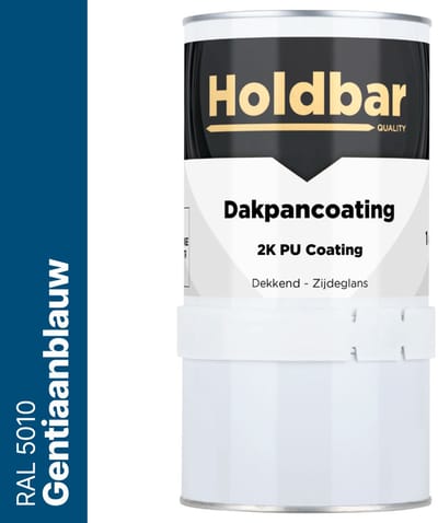 Holdbar Dakpancoating Gentiaanblauw (RAL 5010) 1 Kg - Waterdicht - Vuil afstotend - UV-bestendig - Alle Kleuren - Dakpannen verven - Hecht op Steen, Beton, Dakpannen of Bestaande coating - 2 Componenten