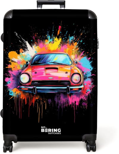 NoBoringSuitcases.com® - Koffer groot - Reiskoffer lichtgewicht - Roze auto met kleurrijke verf - Rolkoffer met 4 wielen - Grote trolley XL - 98 liter bagage