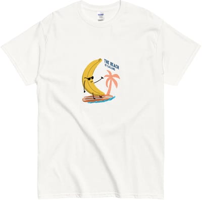 T Shirt voor Dames en Heren - Grappige Banaan Strand Print - Wit - XL