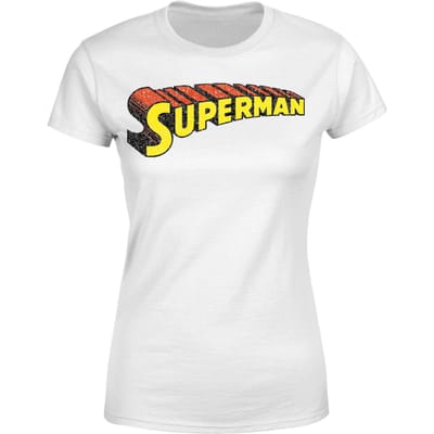 DC Superman Telescopic Crackle Logo Women's T-Shirt - White - S