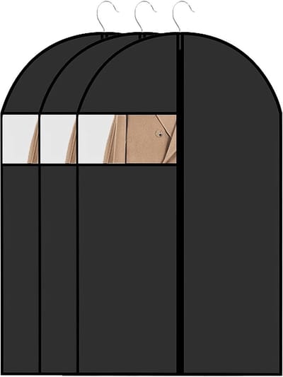 Opbergzak voor Kleding, 60 x 120 cm, Ademend Materiaal, Geschikt voor Jurken, Jassen en Overhemden, Met Doorzichtige Venster en Zwarte Rits