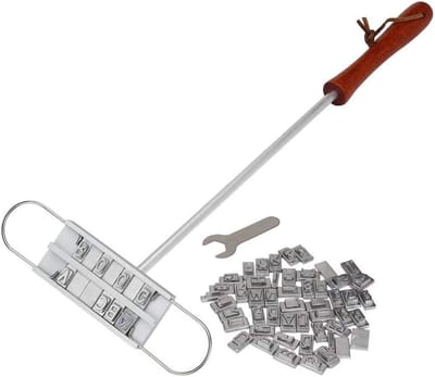 BBQ Branding Iron - Vleesstempel Grill - Vlees Personaliseren - 55 Verwisselbare Letters - 42 cm Lengte - Zilver