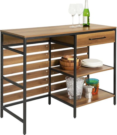 Mara Keukentafel - Opbergkast - Aanrecht met lade - Bruin - MDF - Staal - 120 x 45 x 90 cm