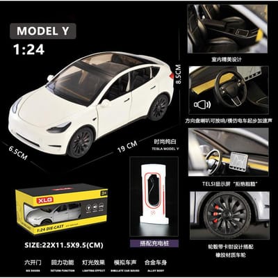 1:24 Model Y Premium Elektrische Crossover Legering Diecast Modelauto Bureau Display Verzamelobject Ornament Vakantiecadeau Voor Vriend