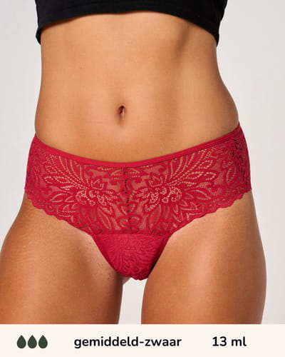 Moodies incontinentie ondergoed - Hipster lace - gemiddeld-zwaar kruisje - maat M - rood