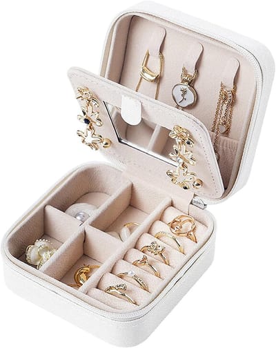 Draagbare Sieradenbox voor Vrouwen, Organiser voor Reisjuwelen, Compact en Handig, 10 x 10 x 5 cm, Perfect voor Opbergen en Reizen