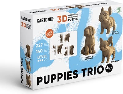Cartonic - 3IN1 PUPPIES TRIO - 3D puzzel- puzzels- DIY- kinderen en volwassenen