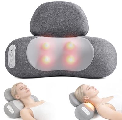 Belle's product- Verbeterd 3-in-1 nekmassagekussen - Verstelbaar met 2 snelheden - Diepe weefselmassage met warmtefunctie - Oplaadbaar & draadloos-Belle's product