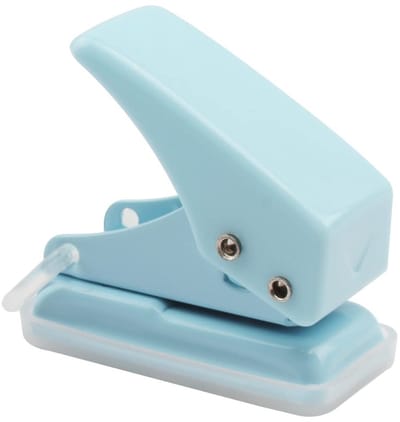 Mini Kantoorperforator met Landing Rail, Ergonomisch Ontwerp, Blauw, Duurzaam en Recyclebaar, Perfect voor Thuis en Kantoorgebruik