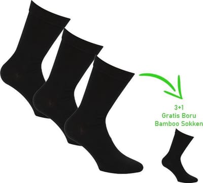 Bamboo sokken - Naadloos - Anti zweet sokken - Heren en Dames - 4 halen = 3 betalen - Zwart - 35/38