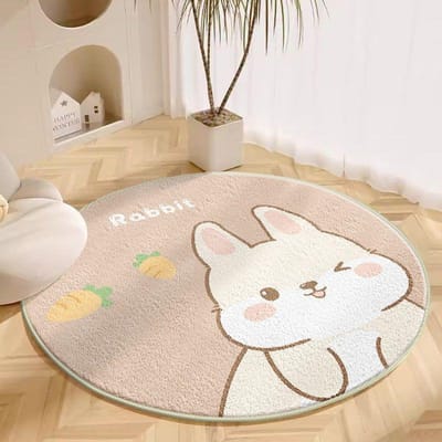 Rond Tapijt Woonkamer Pluche Mat Dik Kinderkamer Leeshoek Cartoon Slaapkamer Studeerkamer Draaistoel Geluidsdempende Voetmat 60cm