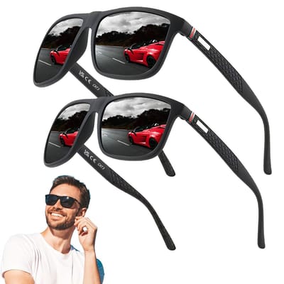 OKWISH Zonnebrillen - Modieuze Polarisatie Zonnebril Voor Dames En Heren, Lichtgewicht PC Frame, Anti-UV, Zwart