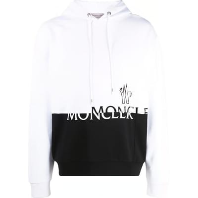 Moncler FW21 Voorzijde Logo Print Kleurblok Lange Mouwen Hoodie Heren hoodies Wit G20918G00040899FL001 M white