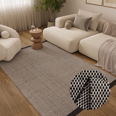 Tapiso Loni Wollen Vloerkleed - Handgemaakt Modern Tapijt - Zwart - Zacht & Onderhoudsvriendelijk - voor Woonkamer, Slaapkamer en Eetkamer 70x140