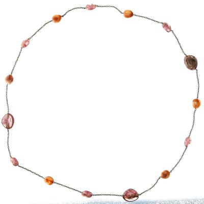 Behave - Lange ketting met paarse kralen - 120 cm - Trendy mode sieraden