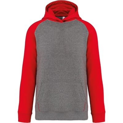 PROACT® Kinder multisport-joggingbroek tweekleurige sweater met capuchon PA370 - Grey Heather / Sporty Red - 6/8 years (6/8 ans)
