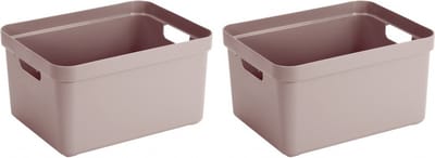 Sunware Opbergbox Sigma - 6x - kunststof - roze - 13 liter - Opbergbakken/opbergers - 35 x 25 x 18 cm