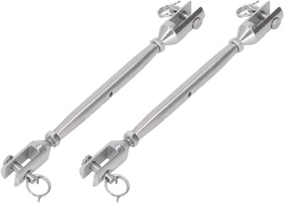 2 Stuks RVS Haakverbinder Klem Marine Gesloten Lichaam Jaw Turnbuckles voor Touw en Kabel M4