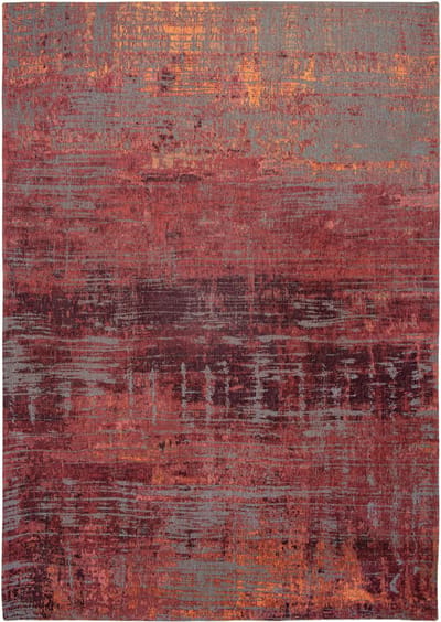 Wasbaar Binnen & Buiten Vloerkleed - 140 x 140 cm - Louis De Poortere Streaks Nassau Red - Laagpolig Tapijt - Gerecycled PET - Made in Belgium - Circulair