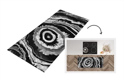 Keukenloper - Loper keuken - Marmer - Grijs - Cirkel - 120x50 cm - Keukenloper vinyl