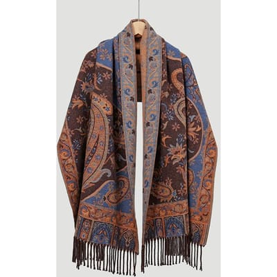 Luxe Winter Pashmina Sjaal Dames Rode Paisley Borduurwerk Sjaals Kasjmier Dikke Stolen Dame Elegante Poncho Buiten Bufanda 65X200cm gray
