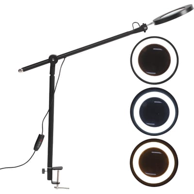 Multifunctionele LED Vergrootlamp 3 Modi Clip-on Vergrootlamp Draaibare Vergrootlamp