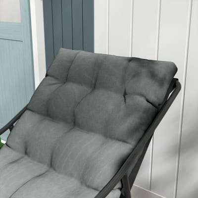 Fauteuil - Buiten Loungestoel Met Armleuningen En Dik Zitkussen - Voor Tuin, Balkon En Terras - Stalen Frame En Stof - Grijs