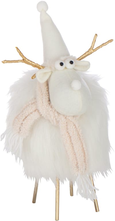 J-Line figuur Rendier - polyresin - wit/beige - small