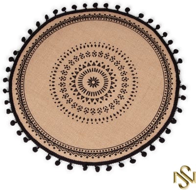 San Naila - Yantra - 4-delig Bohemian Placemat- Jute- Zwart- Tafeldecoratie