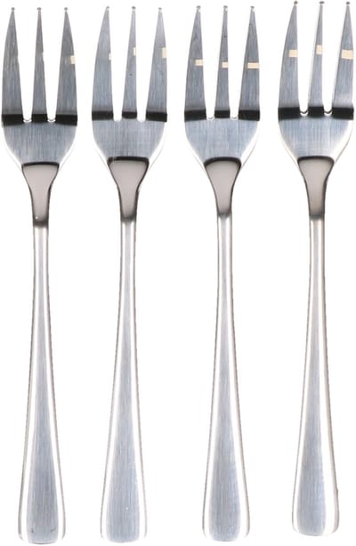 RVS taartvorkjes/gebakvorkjes - set van 4x - zilver - 15 cm - RVS