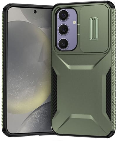 Hoesje Geschikt voor Samsung Galaxy S24 FE | Back Cover met Camera Slider | Schokbestendige Case | Camera Cover | Stevig | Groen