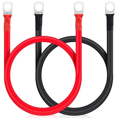 Batterijkabels 2 x 12 V M10 - 50 cm Accukabel met Puur Koper - 25 mm Robuuste Zonne-Accu Kabels